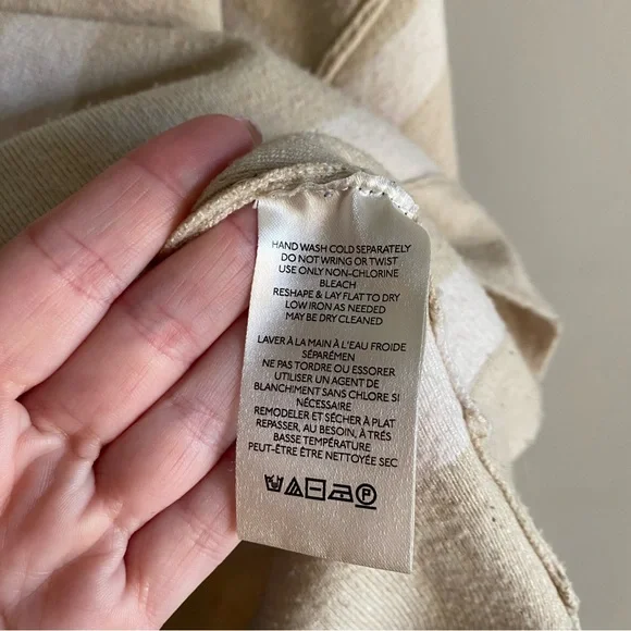 Free People Uptown Oversized Gray & Cream Striped Pullover Sweatshirt EUC Small - Picture 5 of 12